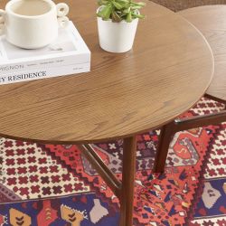 Tables basses gigognes rondes DOLLY en placage frêne couleur noyer