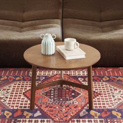 Tables basses gigognes rondes DOLLY en placage frêne couleur noyer