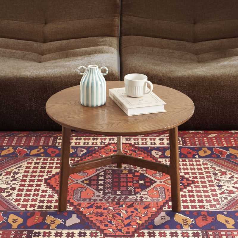 Tables basses gigognes rondes DOLLY en placage frêne couleur noyer