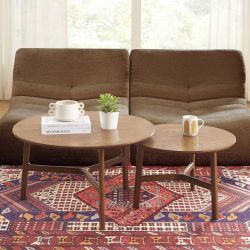 Tables basses gigognes rondes DOLLY en placage frêne couleur noyer