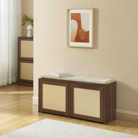 Banc à chaussure HARIA effet noyer