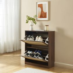 Meuble à chaussures HARIA effet noyer