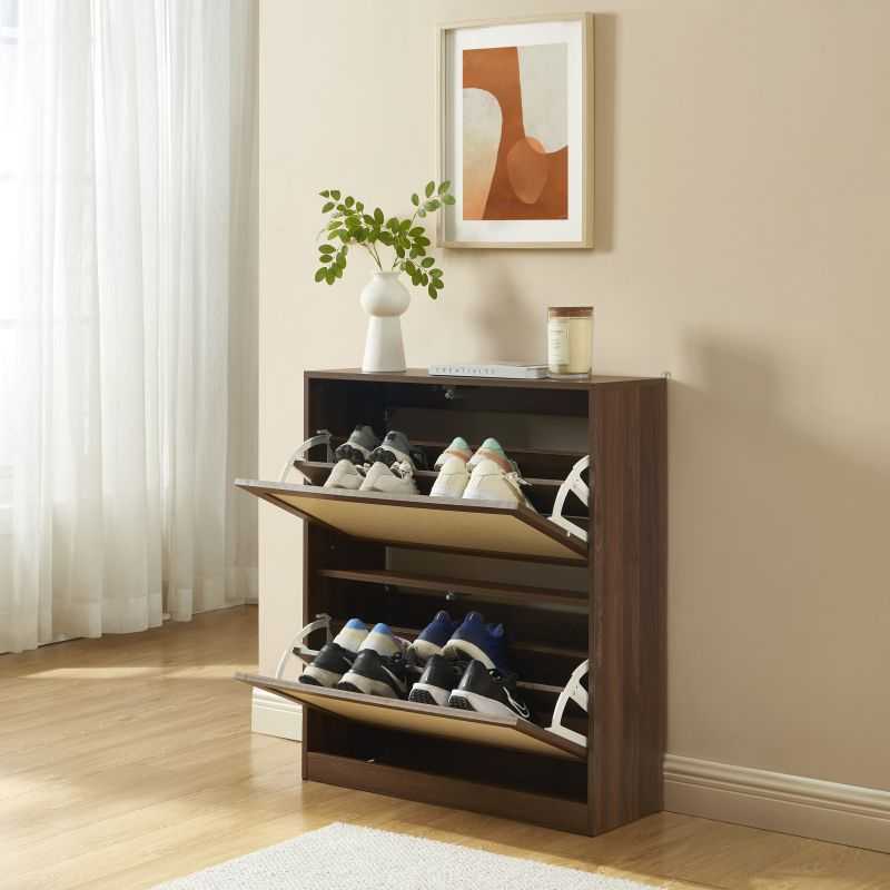 Meuble à chaussures HARIA effet noyer