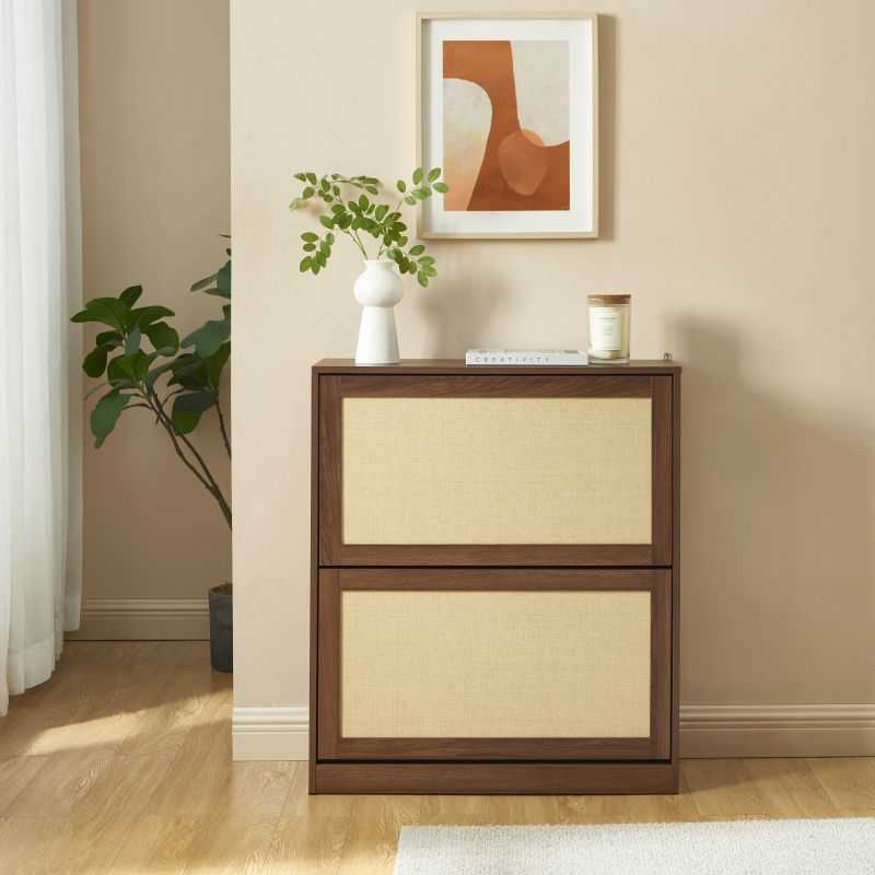 Meuble à chaussures HARIA effet noyer