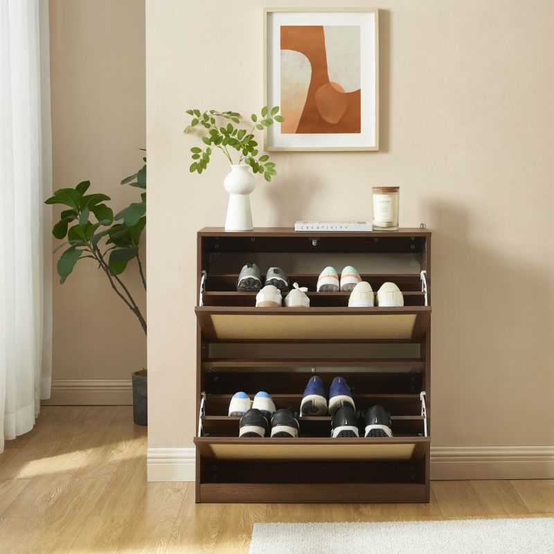 Meuble à chaussures HARIA effet noyer