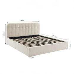 Lit coffre ANDRE 180x200 tissu bouclette écru sommier inclus