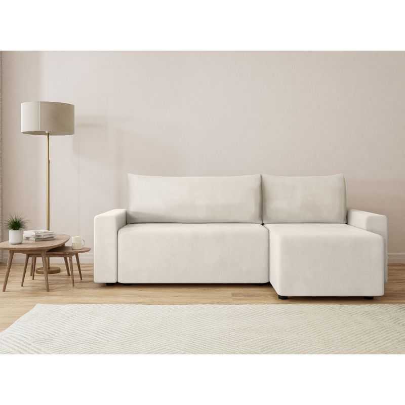 Canapé d'angle TEO convertible velours beige 4 places