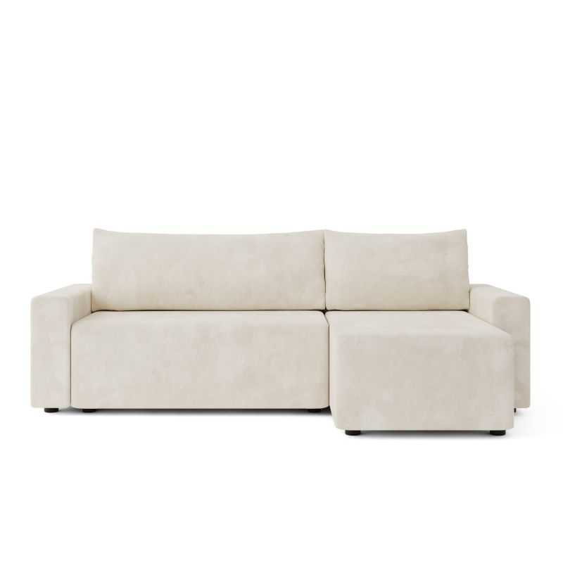 Canapé d'angle TEO convertible velours beige 4 places