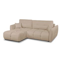 Canapé d'angle convertible et réversible COMO 4 places tissu chenille grège