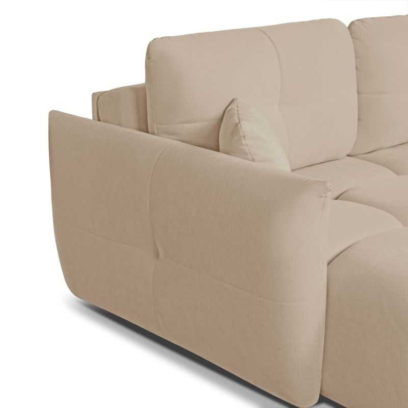 Canapé d'angle convertible et réversible COMO 4 places tissu chenille grège