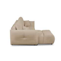 Canapé d'angle convertible et réversible COMO 4 places tissu chenille grège
