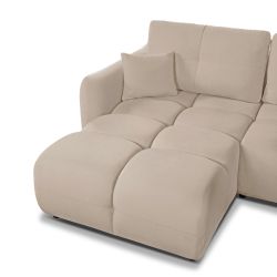 Canapé d'angle convertible et réversible COMO 4 places tissu chenille grège