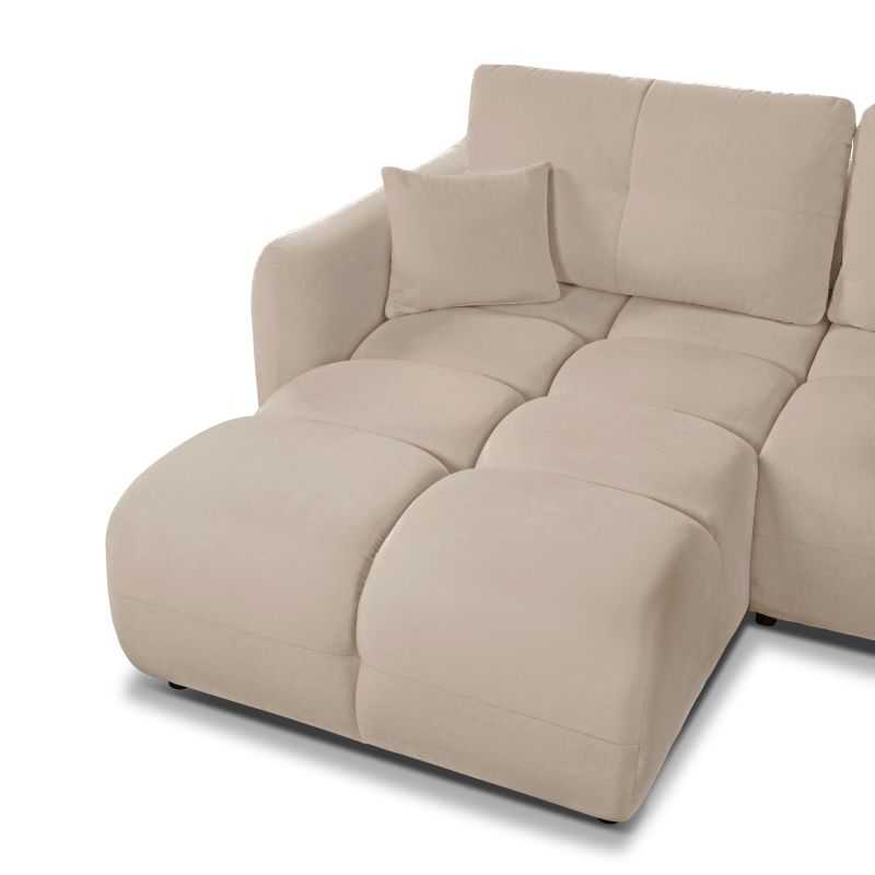 Canapé d'angle convertible et réversible COMO 4 places tissu chenille grège