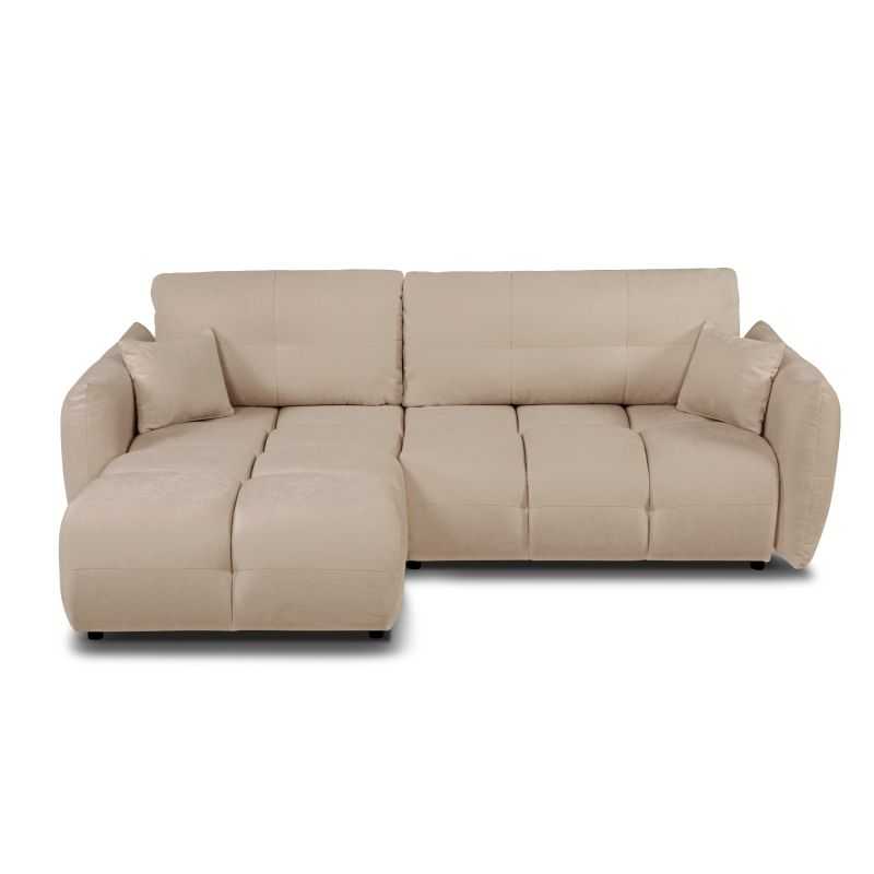 Canapé d'angle convertible et réversible COMO 4 places tissu chenille grège