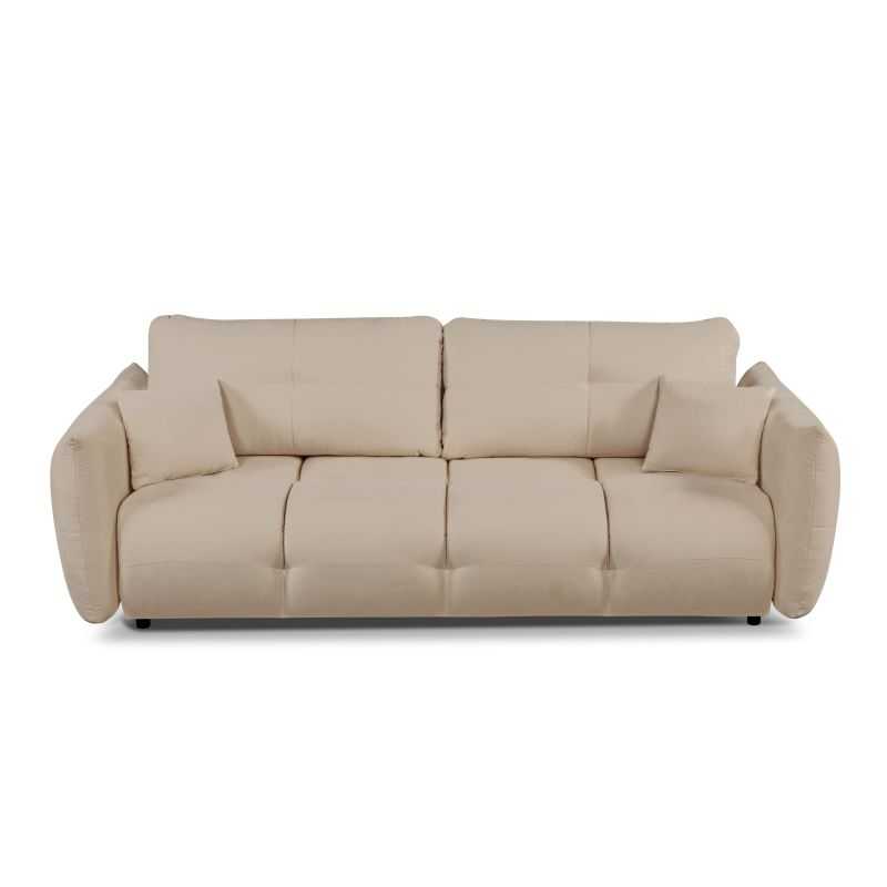 Canapé droit convertible COMO 3 places tissu chenille grège