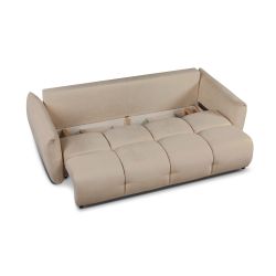 Canapé droit convertible COMO 3 places tissu chenille grège