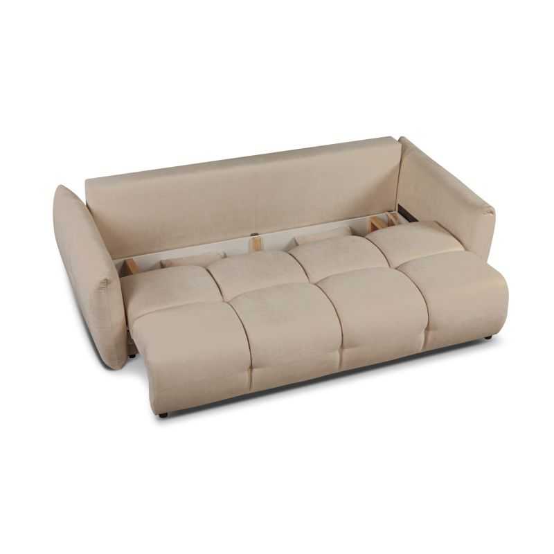 Canapé droit convertible COMO 3 places tissu chenille grège