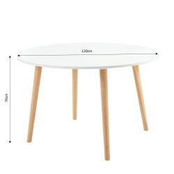 Table à manger ORATELLO laqué blanc mat 120cm