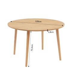 Table à manger ORATELLO placage chêne 120cm