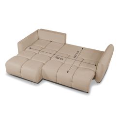 Canapé d'angle convertible et réversible COMO 4 places tissu chenille grège