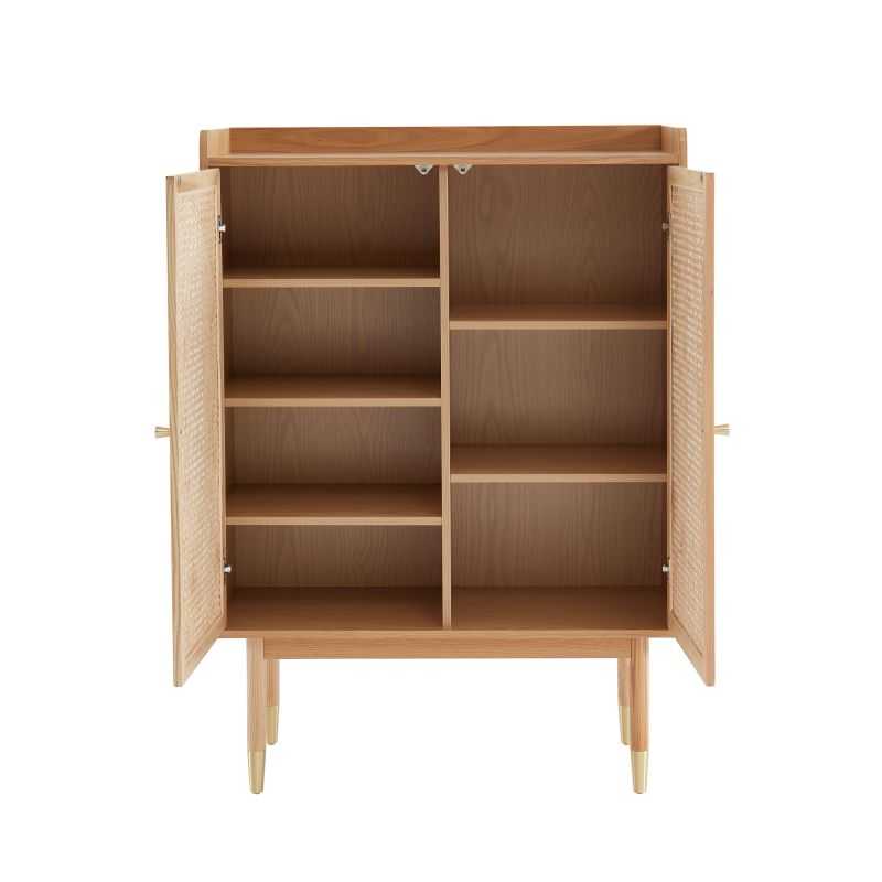 Buffet haut LEON placage chêne et cannage rotin 90cm