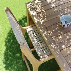 Lot de 2 tabourets de bar intérieur/extérieur KUTA bois d'acacia et corde H76 cm
