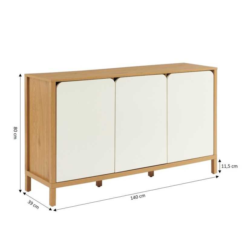 Buffet KILDA blanc effet chêne