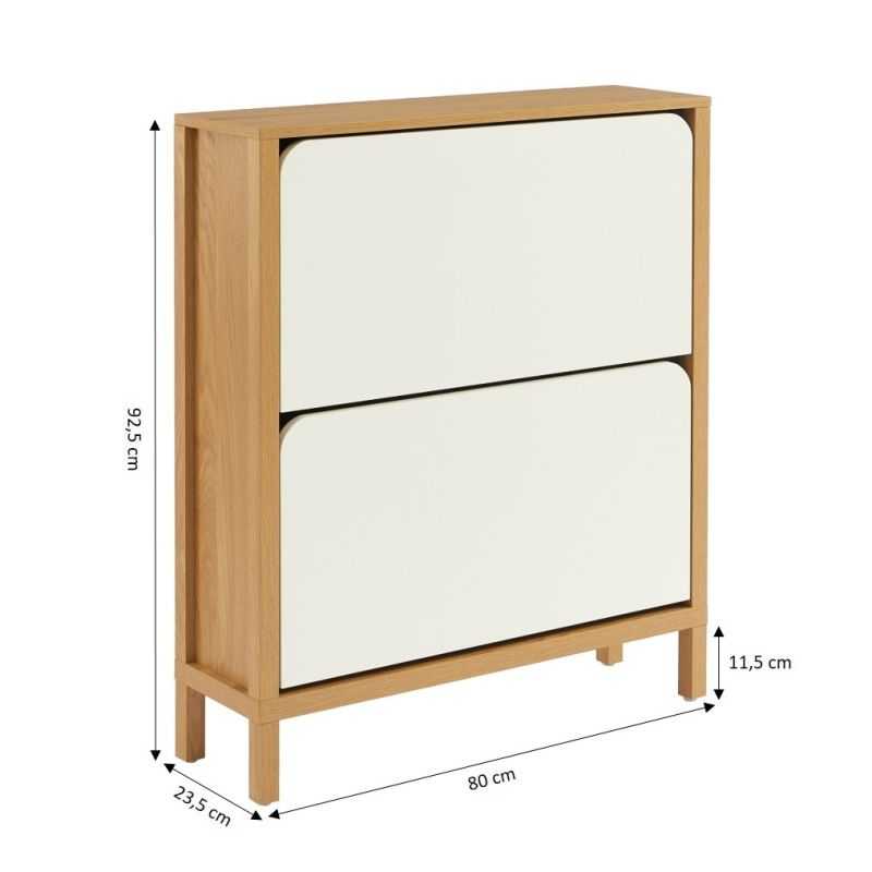 Meuble à chaussure KILDA blanc effet chêne