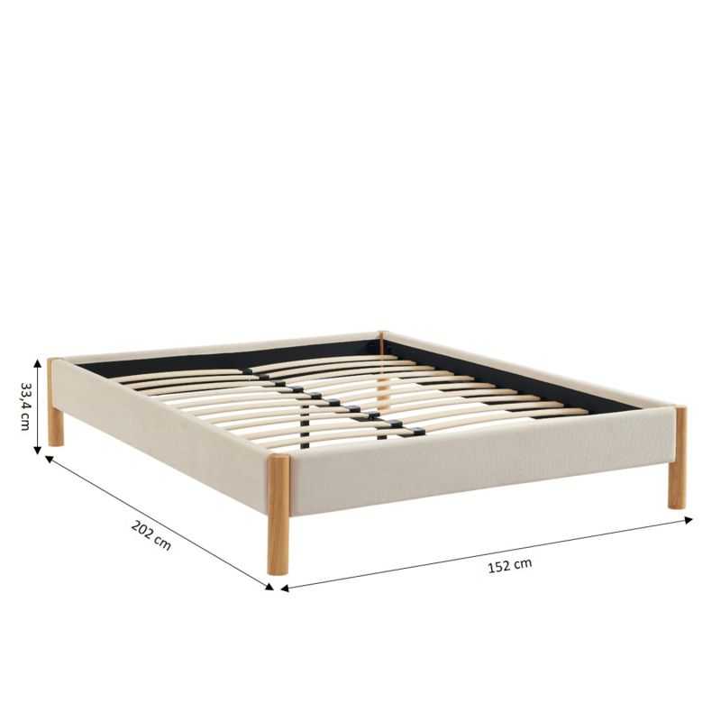 Lit BOWI tissu beige 140190 sommier inclus