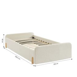 Lit enfant NUI tissu bouclette beige 90x190 sommier inclus
