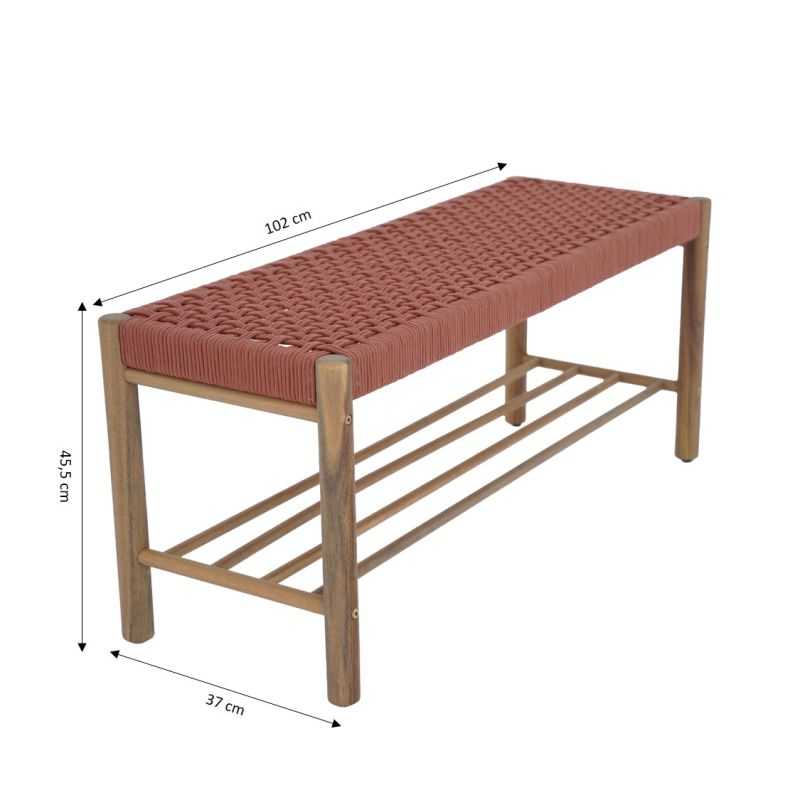 Banc TONGO en corde terracotta