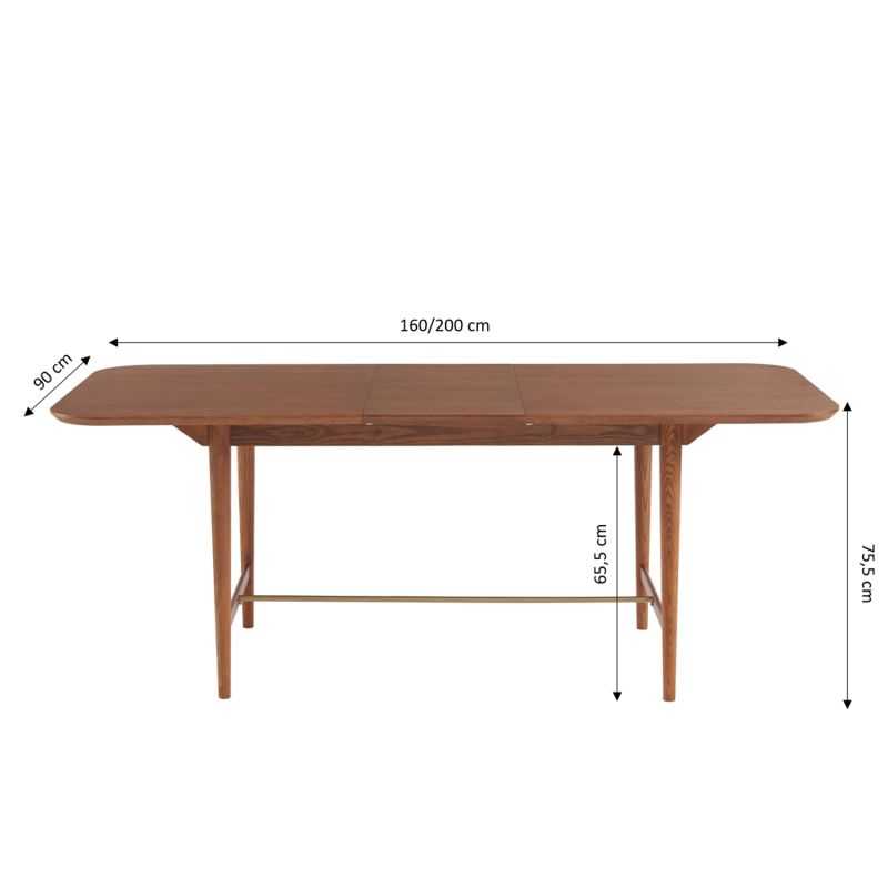 Table à manger extensible JILL placage frêne 160 à 200cm