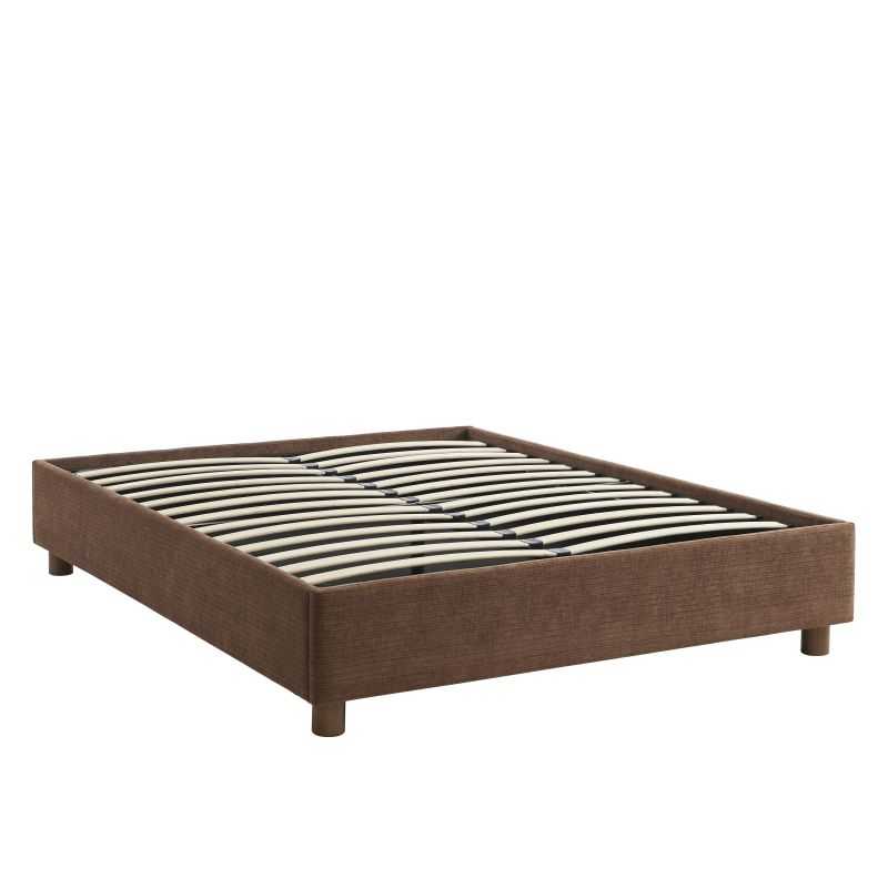 Lit coffre KORALL tissu bouclettes écru 160x200 sommier