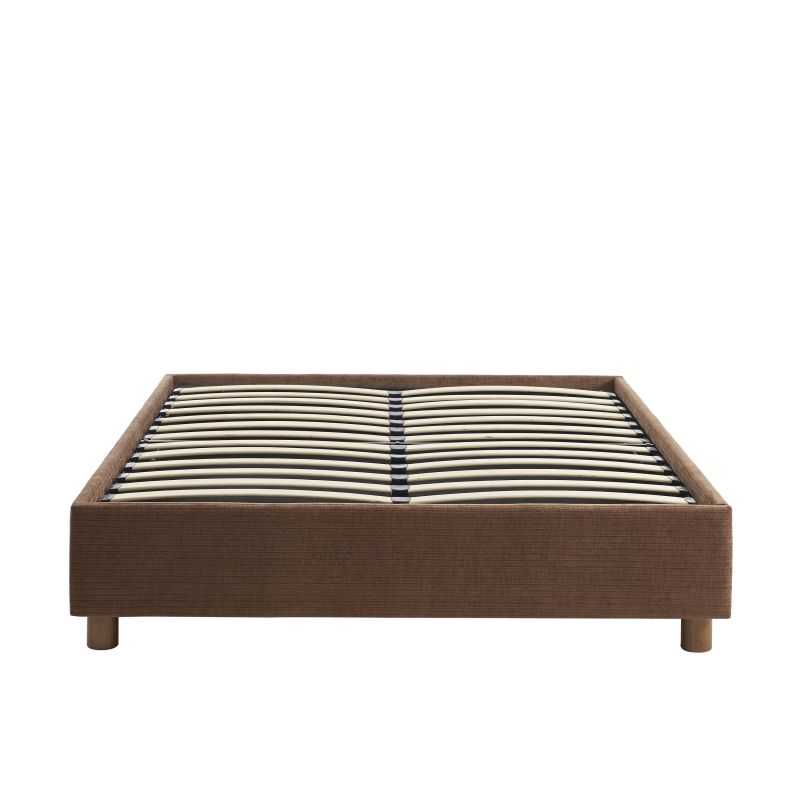 Lit coffre KORALL tissu bouclettes écru 160x200 sommier