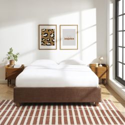 Lit coffre KORALL tissu bouclettes écru 160x200 sommier