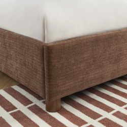 Lit coffre KORALL tissu bouclettes écru 160x200 sommier