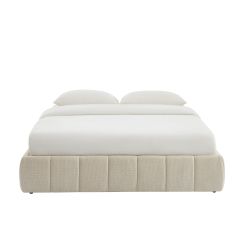 Lit coffre LAVINIA tissu beige 160x200 sommier inclus