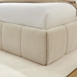 Lit coffre LAVINIA tissu beige 180x200 sommier inclus