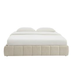 Lit coffre LAVINIA tissu beige 180x200 sommier inclus