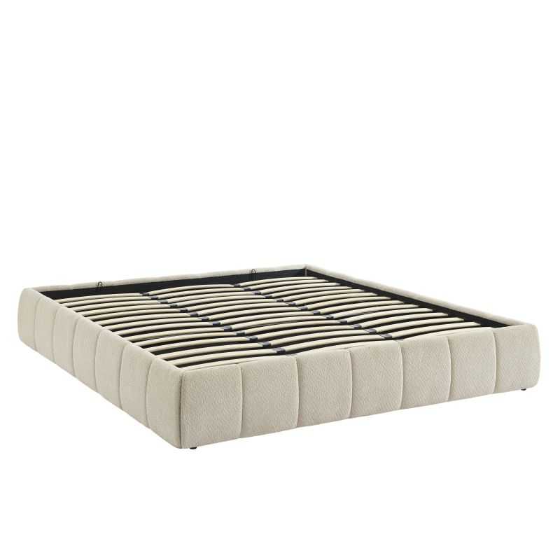 Lit coffre LAVINIA tissu beige 180x200 sommier inclus