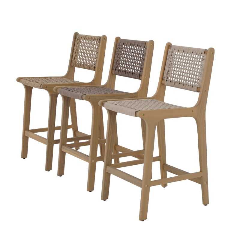 Lot de 2 tabourets de bar KUTA en corde marron clair hauteur d'assise 66 cm