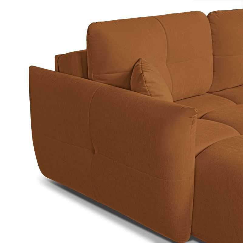 Canapé d'angle convertible et réversible COMO 4 places tissu chenille cognac