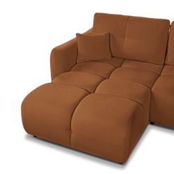 Canapé d'angle convertible et réversible COMO 4 places tissu chenille cognac