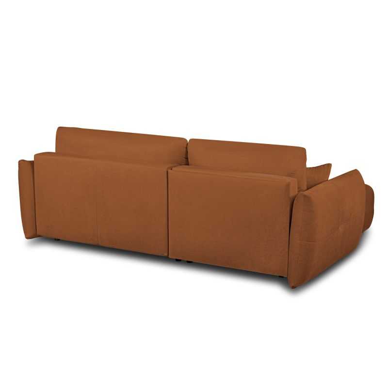 Canapé d'angle convertible et réversible COMO 4 places tissu chenille cognac