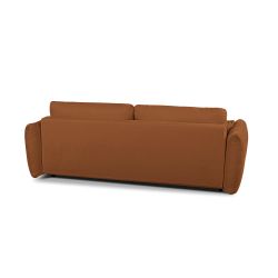 Canapé droit convertible COMO 3 places tissu chenille cognac