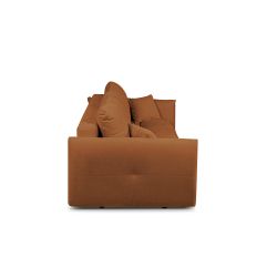 Canapé droit convertible COMO 3 places tissu chenille cognac