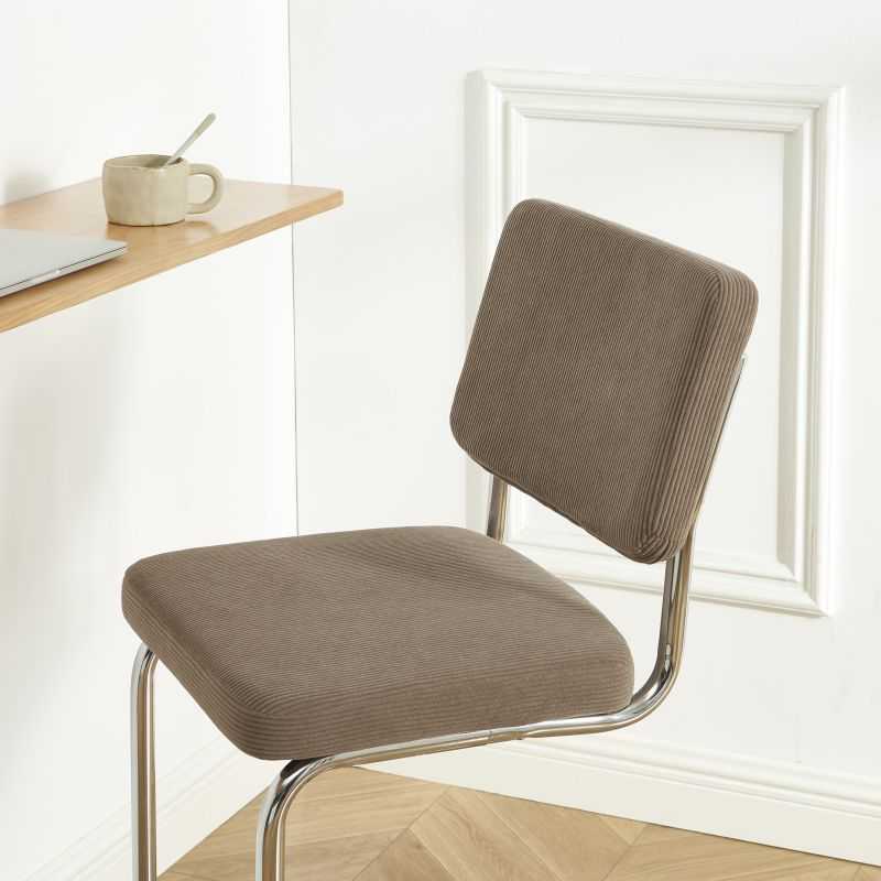 Lot de 2 tabourets mi-hauts JACK velours cotelé grège pied métal