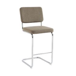 Lot de 2 tabourets mi-hauts JACK velours cotelé grège pied métal