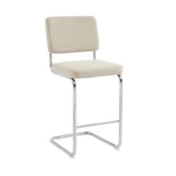 Lot de 2 tabourets mi-hauts JACK velours cotelé beige pied métal