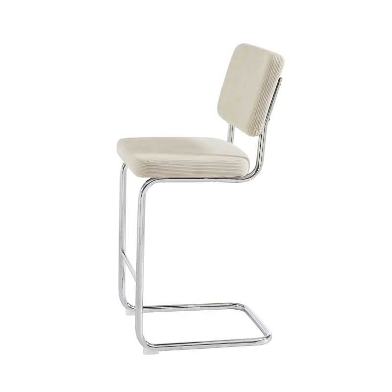 Lot de 2 tabourets mi-hauts JACK velours cotelé beige pied métal